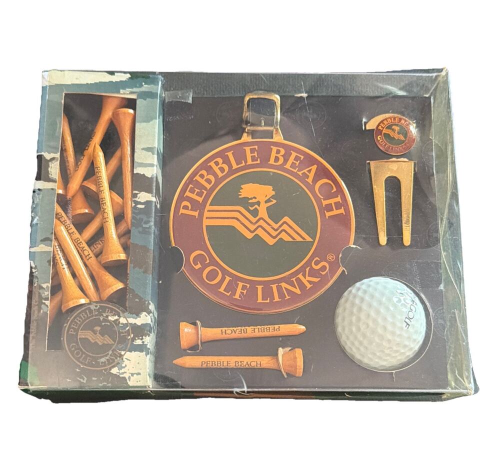 Pebble Beach Golf Links Gift Set Bag Tag, Ball, Divot Tool, Tees